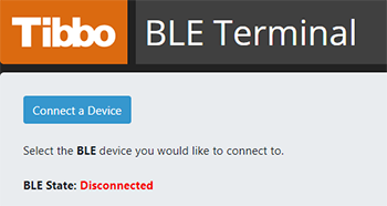 A screenshot of the BLE Terminal web app.