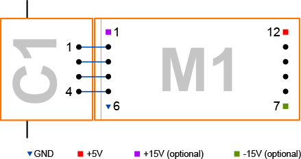 A diagram illustrating the interconnections between a C1 and an M1 Tibbit.