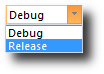 The TIDE Debug mode drop-down menu.