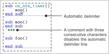 An annotated screenshot of TIDE's delimiters.