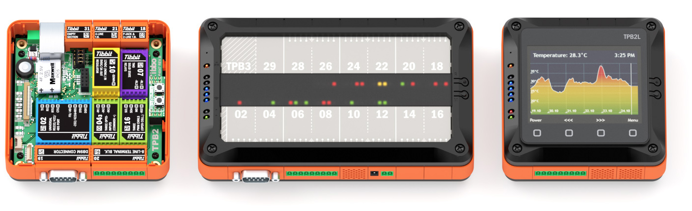 From left, a TPP2 in a TPB2 without the top cover, a TPP3 in a TPB3, and a TPP2 in a TPB2L.