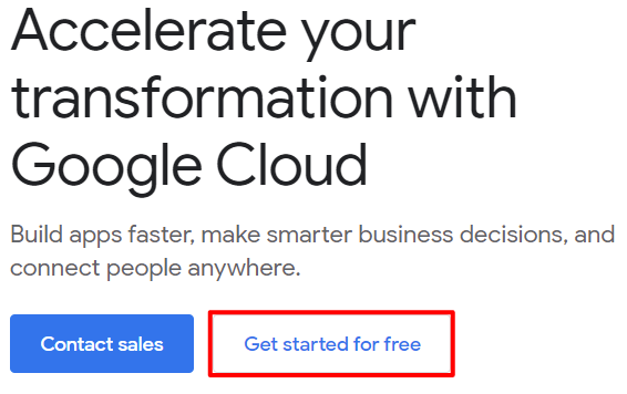 A screenshot of the Google Cloud Platform website.